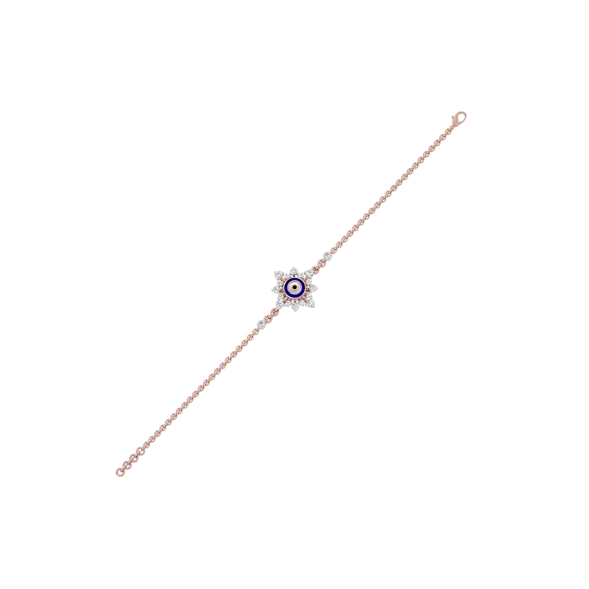 Floral Knit Evil Eye Diamond Bracelet 9 KT / Rose Gold