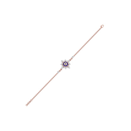 Floral Knit Evil Eye Diamond Bracelet 9 KT / Rose Gold