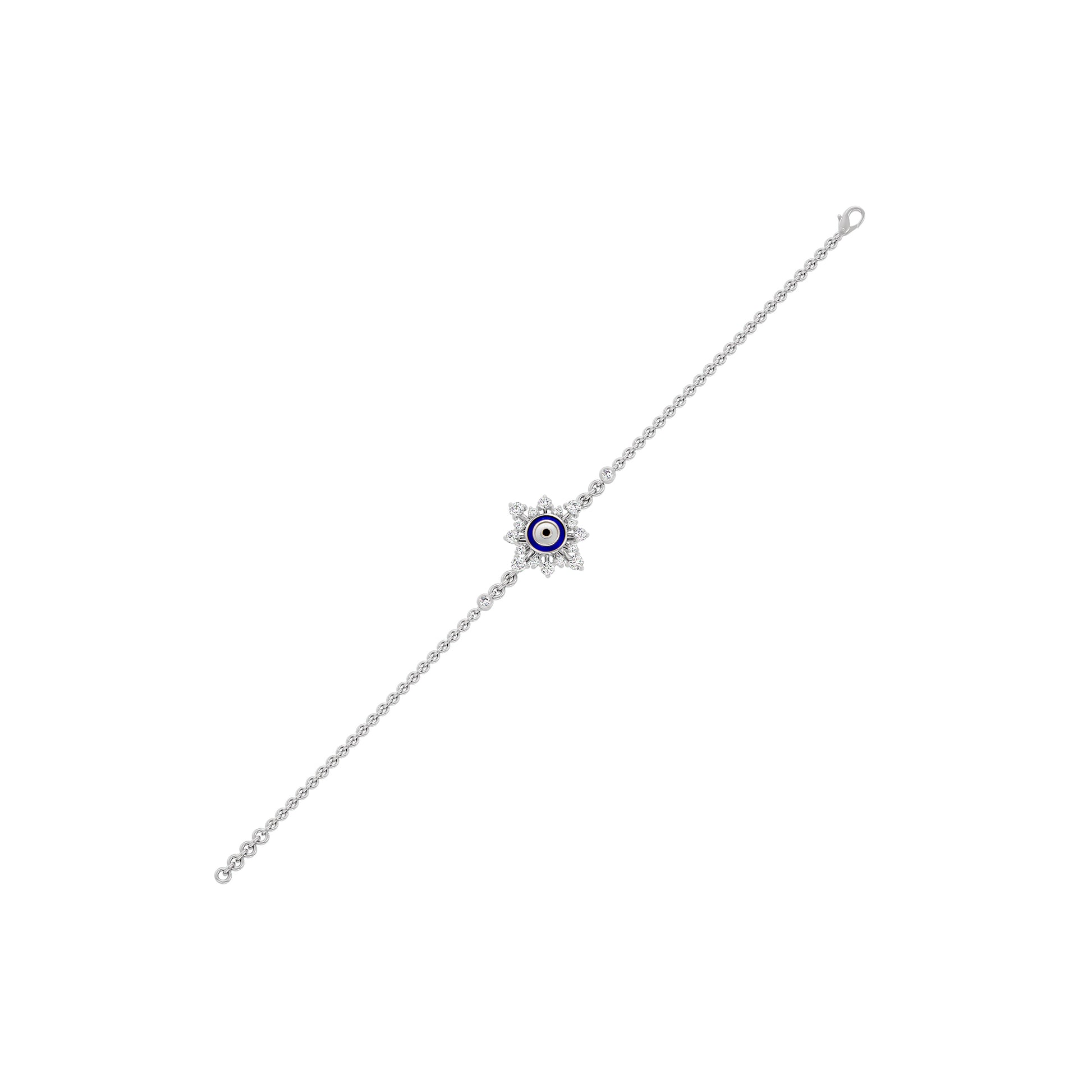 Floral Knit Evil Eye Diamond Bracelet 9 KT / White Gold