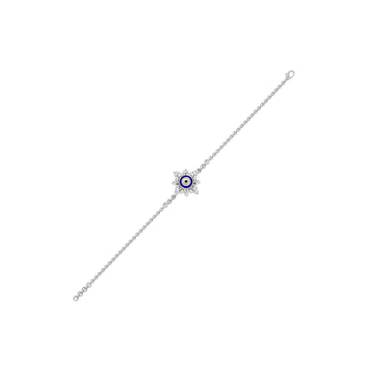 Floral Knit Evil Eye Diamond Bracelet 9 KT / White Gold