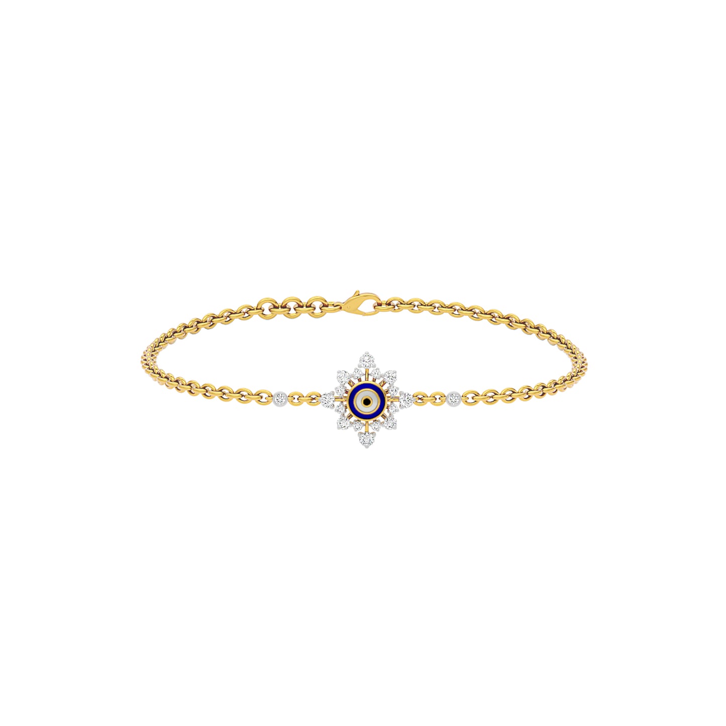Floral Knit Evil Eye Diamond Bracelet 9 KT / Yellow Gold