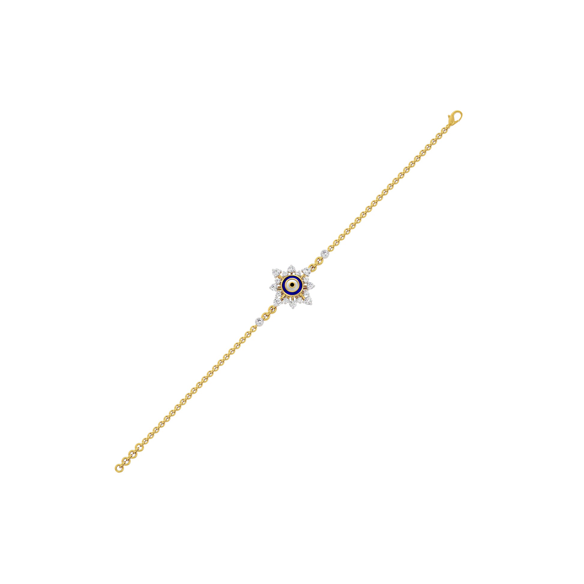 Floral Knit Evil Eye Diamond Bracelet 9 KT / Yellow Gold
