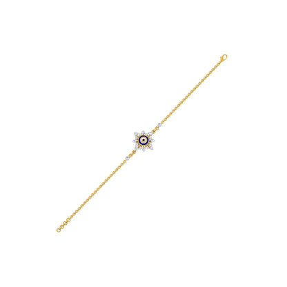Floral Knit Evil Eye Diamond Bracelet 9 KT / Yellow Gold