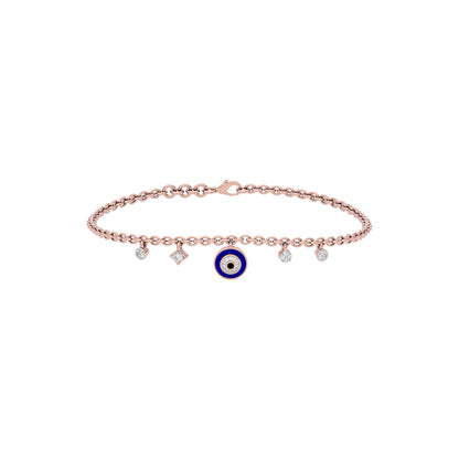Goodluck Charm Evil Eye Diamond Bracelet 9 KT / Rose Gold