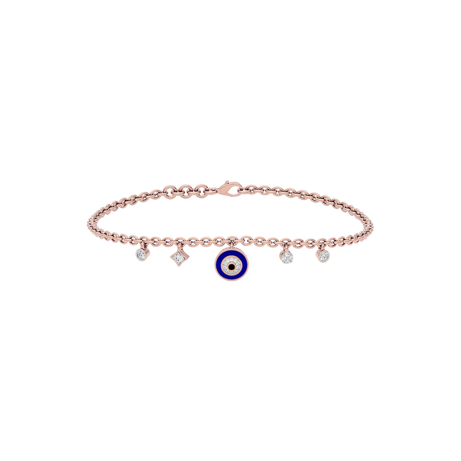 Goodluck Charm Evil Eye Diamond Bracelet 9 KT / Rose Gold