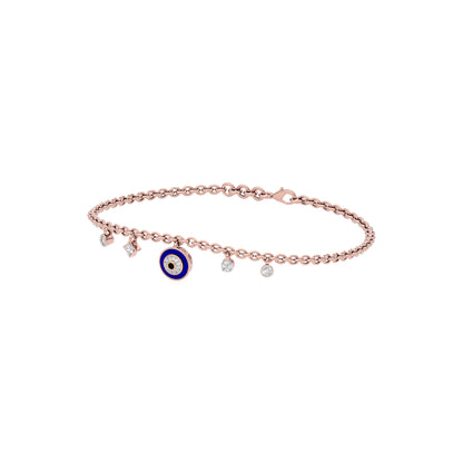 Goodluck Charm Evil Eye Diamond Bracelet 9 KT / Rose Gold