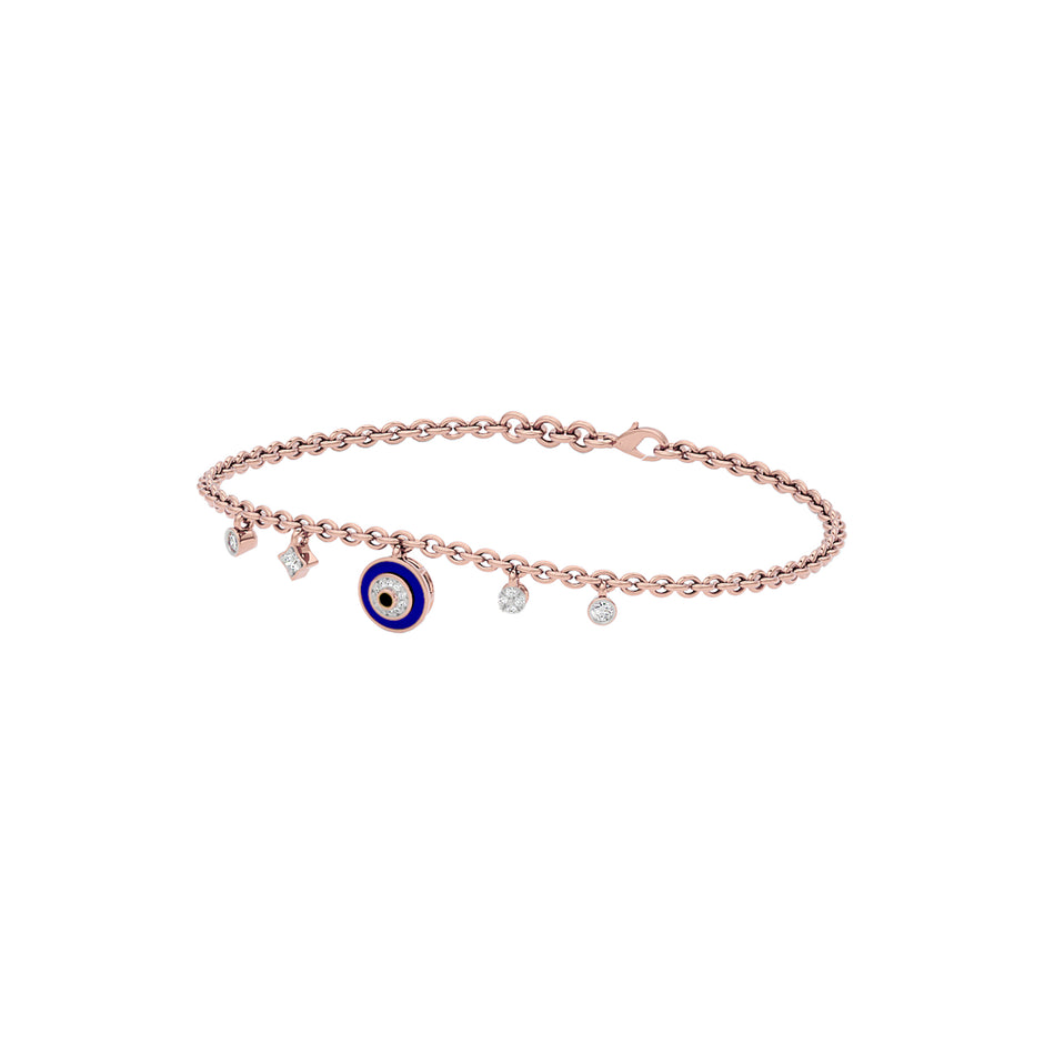 Goodluck Charm Evil Eye Diamond Bracelet 9 KT / Rose Gold