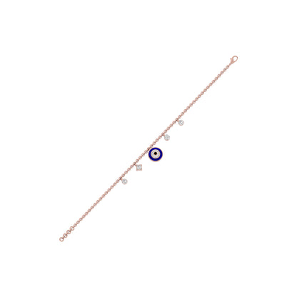 Goodluck Charm Evil Eye Diamond Bracelet 9 KT / Rose Gold