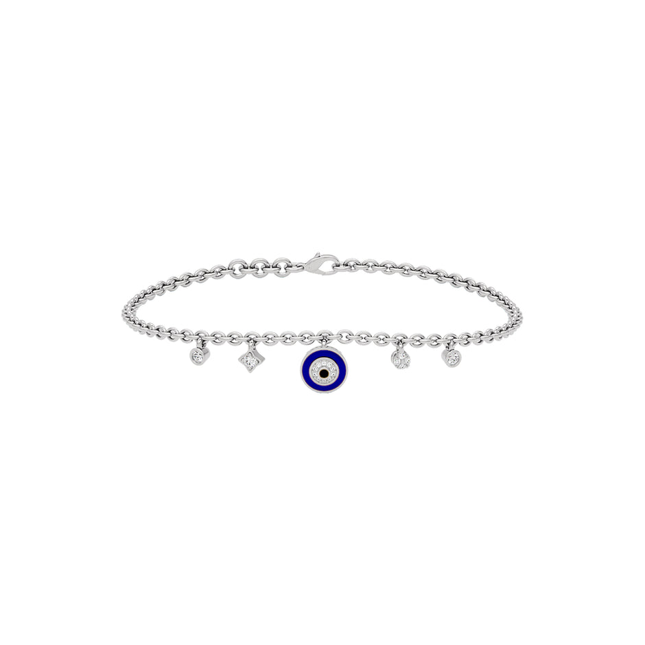 Goodluck Charm Evil Eye Diamond Bracelet 9 KT / White Gold
