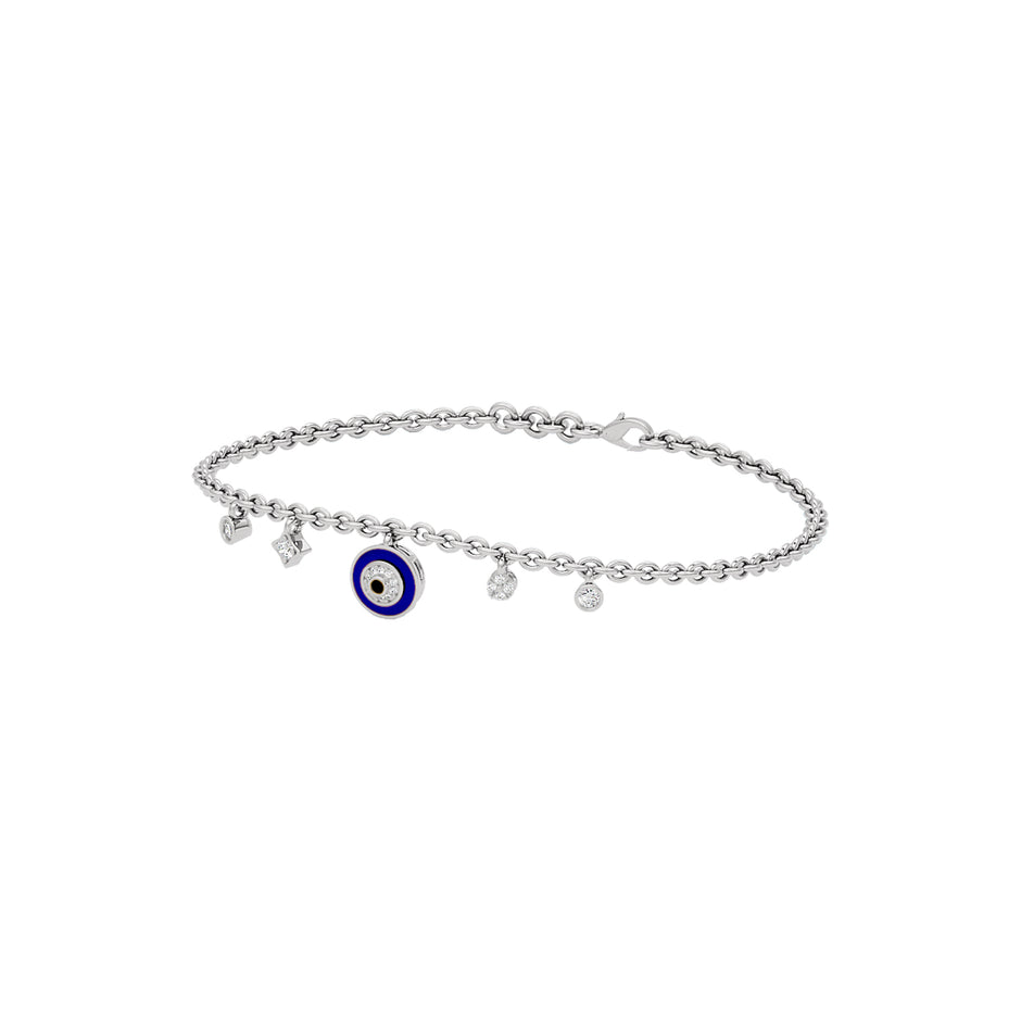 Goodluck Charm Evil Eye Diamond Bracelet 9 KT / White Gold