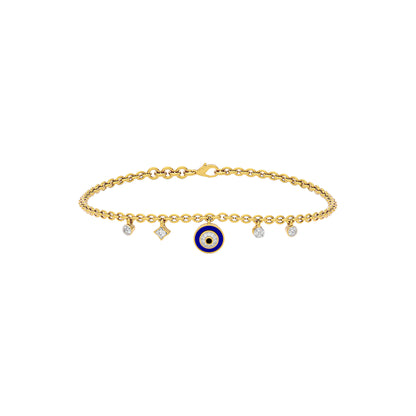 Goodluck Charm Evil Eye Diamond Bracelet 9 KT / Yellow Gold