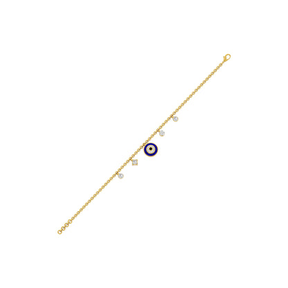Goodluck Charm Evil Eye Diamond Bracelet 9 KT / Yellow Gold