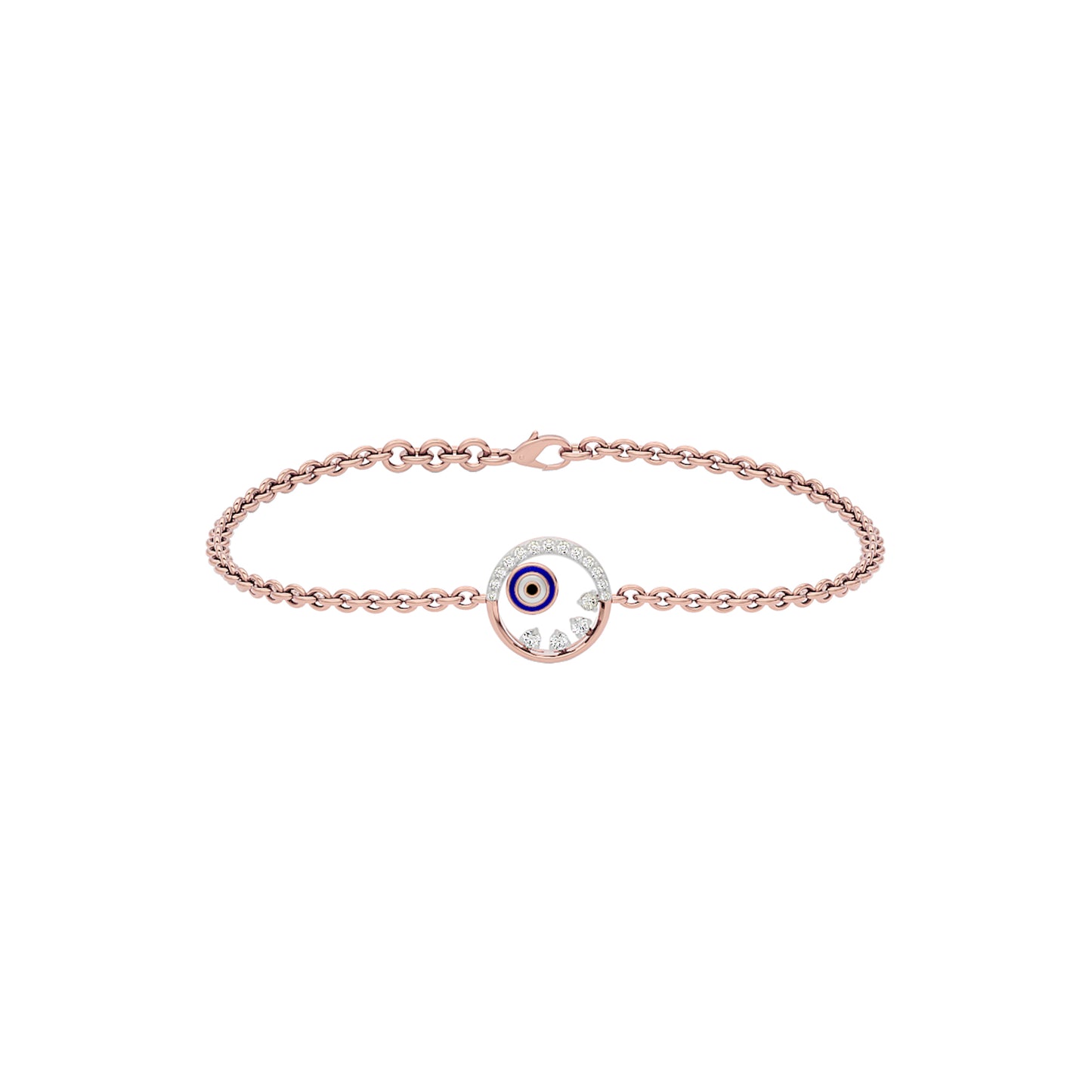 Crescent Shine Evil Eye Diamond Bracelet 9 KT / Rose Gold