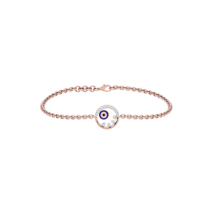 Crescent Shine Evil Eye Diamond Bracelet 9 KT / Rose Gold