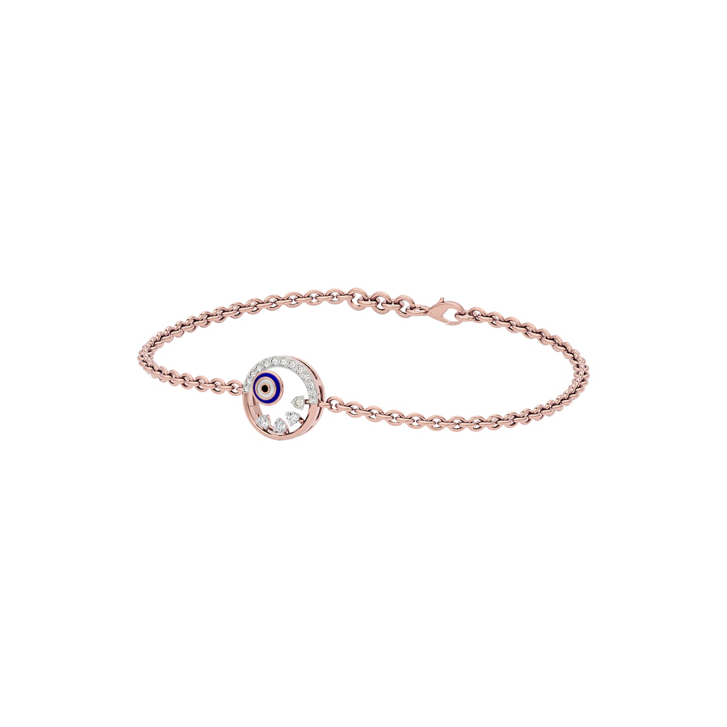 Crescent Shine Evil Eye Diamond Bracelet 9 KT / Rose Gold