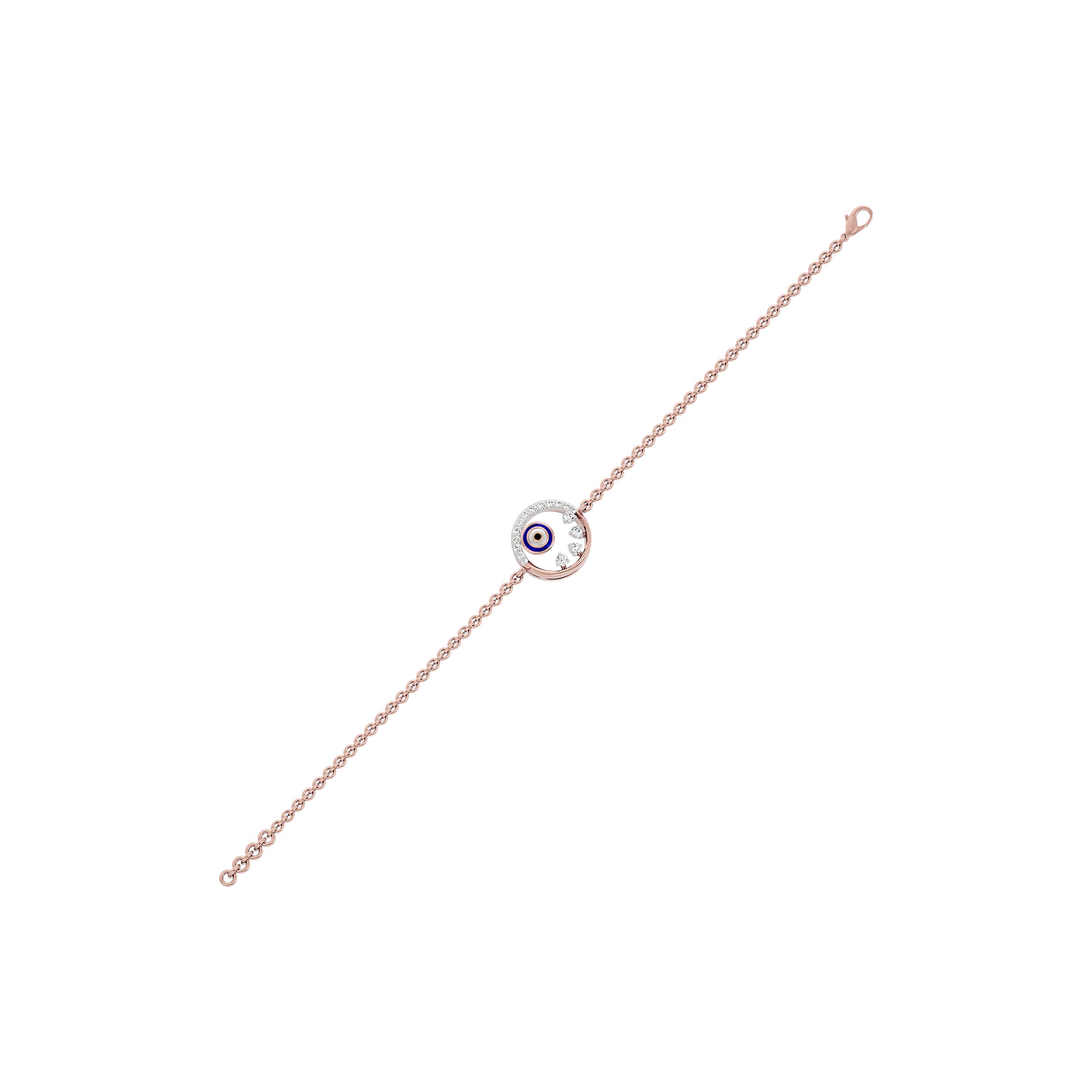 Crescent Shine Evil Eye Diamond Bracelet 9 KT / Rose Gold
