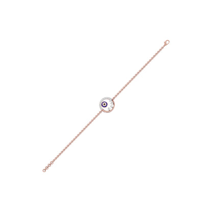 Crescent Shine Evil Eye Diamond Bracelet 9 KT / Rose Gold