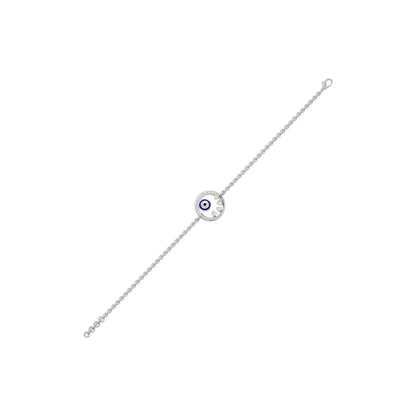Crescent Shine Evil Eye Diamond Bracelet 9 KT / White Gold
