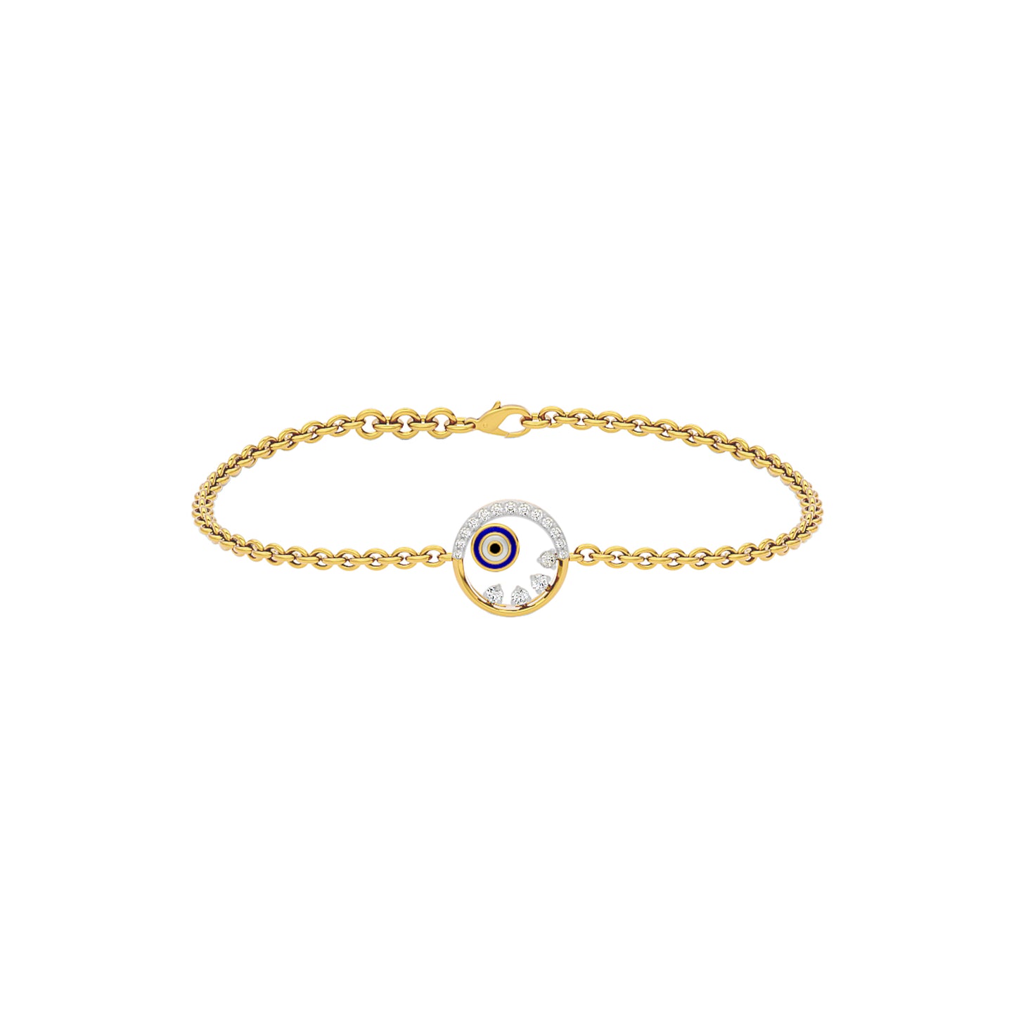 Crescent Shine Evil Eye Diamond Bracelet 9 KT / Yellow Gold