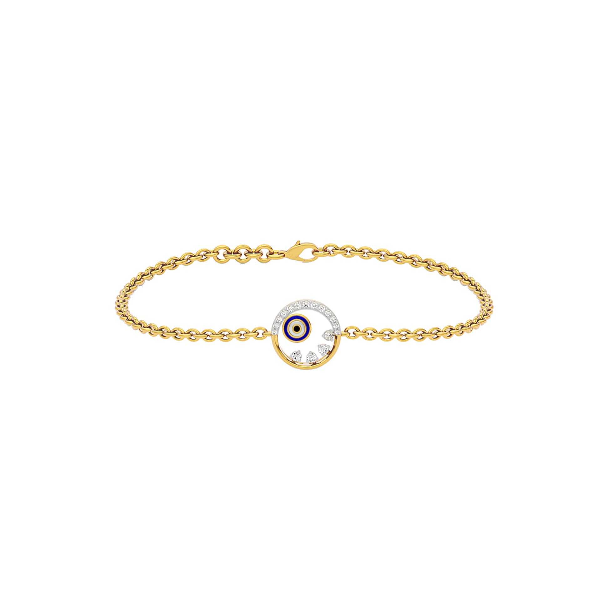Crescent Shine Evil Eye Diamond Bracelet 9 KT / Yellow Gold