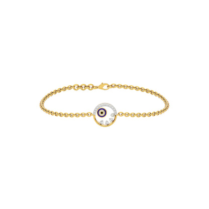 Crescent Shine Evil Eye Diamond Bracelet 9 KT / Yellow Gold