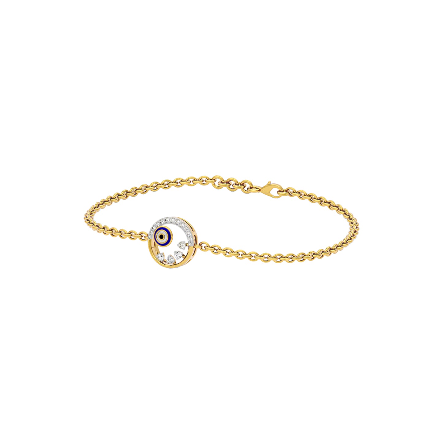 Crescent Shine Evil Eye Diamond Bracelet 9 KT / Yellow Gold