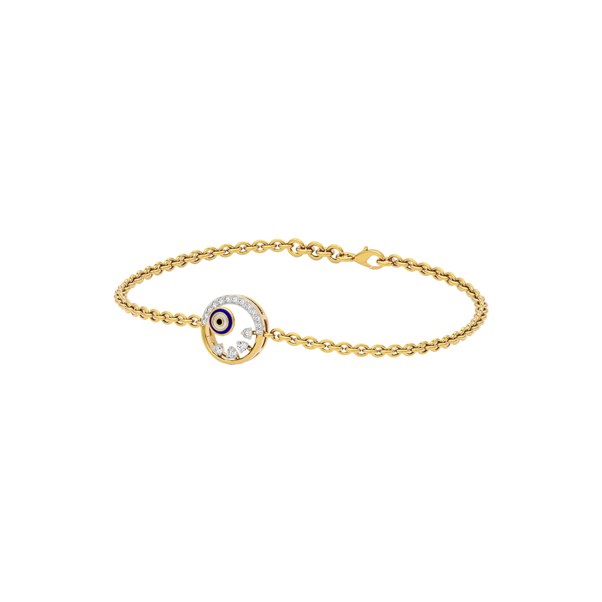 Crescent Shine Evil Eye Diamond Bracelet 9 KT / Yellow Gold