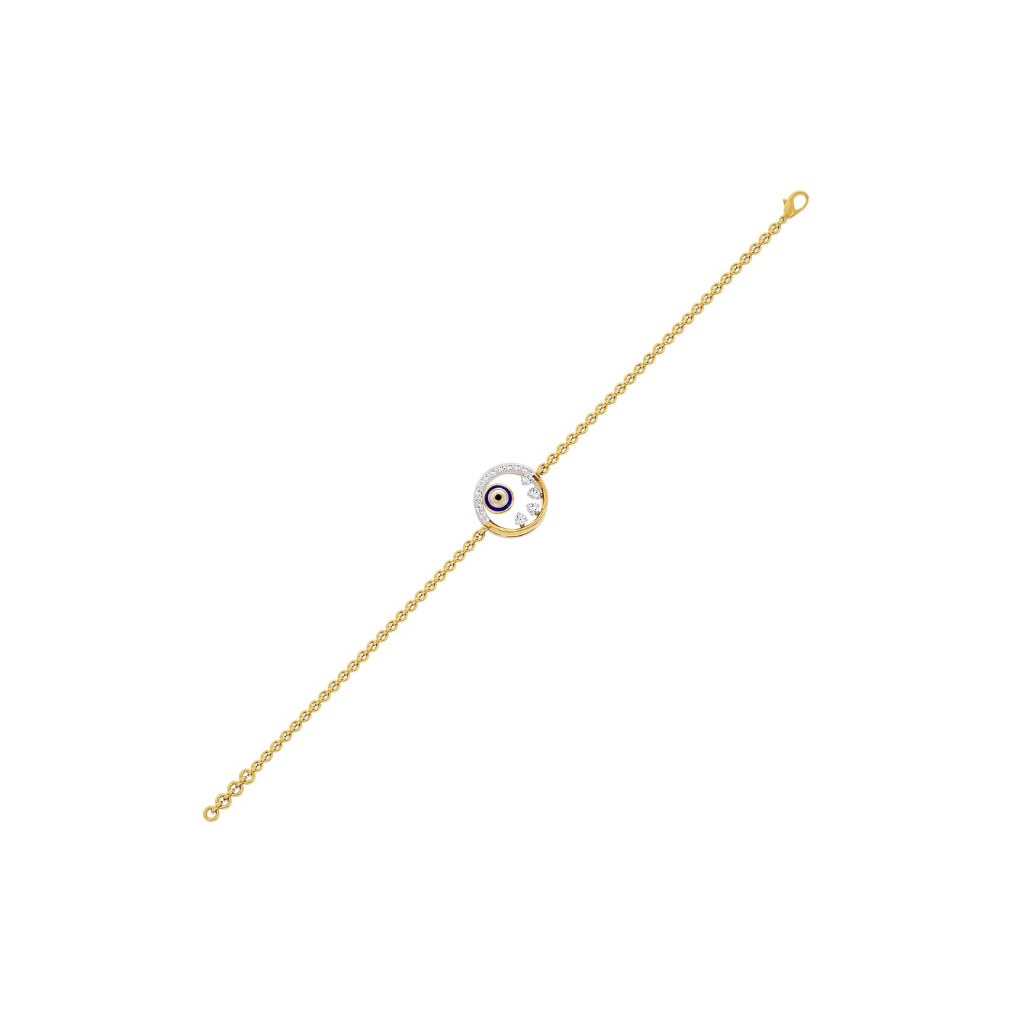 Crescent Shine Evil Eye Diamond Bracelet 9 KT / Yellow Gold