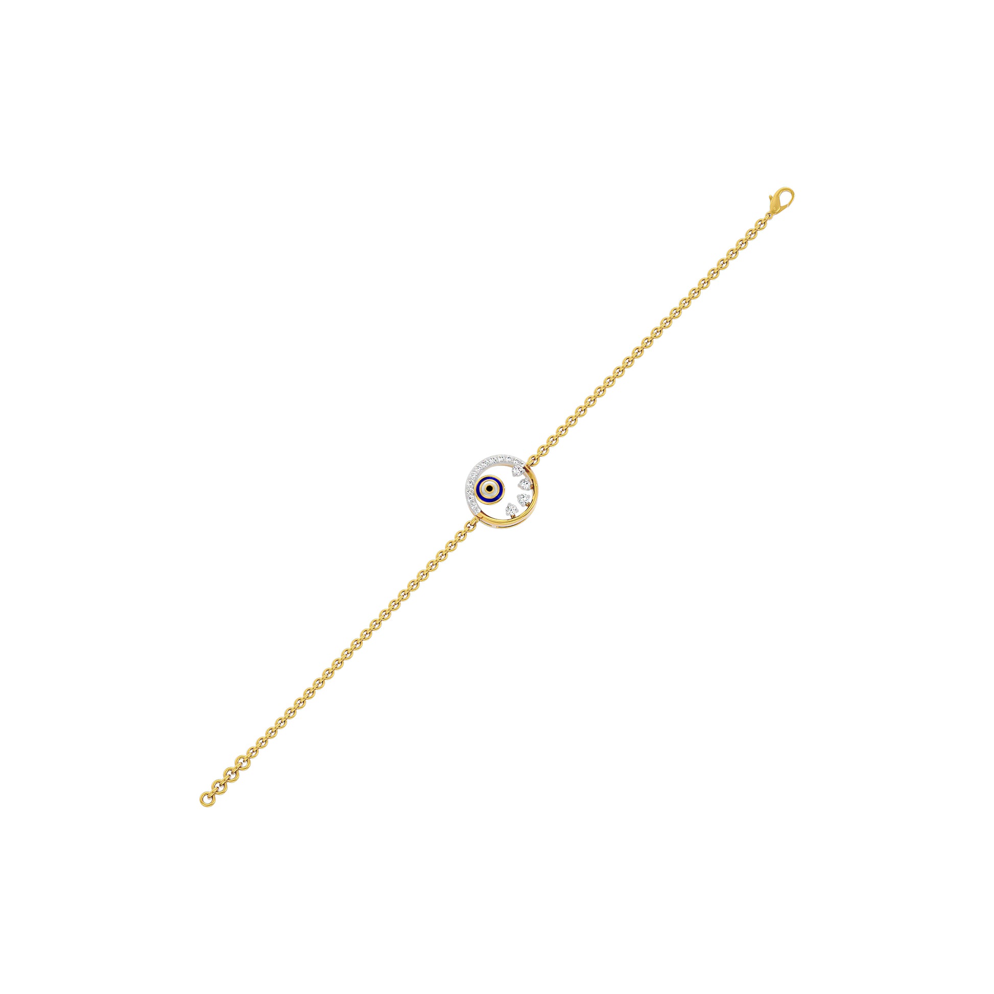 Crescent Shine Evil Eye Diamond Bracelet 9 KT / Yellow Gold
