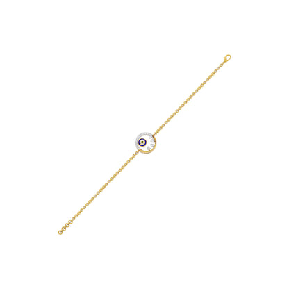 Crescent Shine Evil Eye Diamond Bracelet 9 KT / Yellow Gold