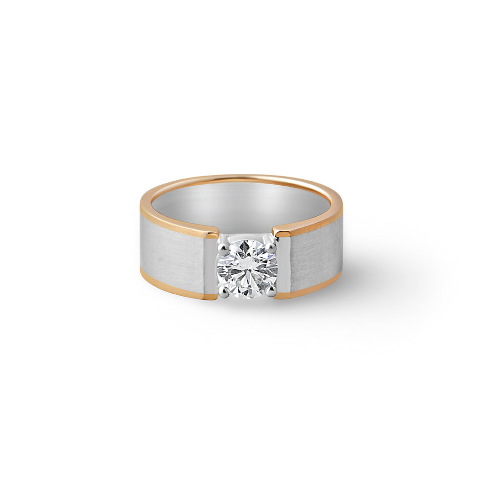 Modern Edged Solitaire Men's Engagement Ring