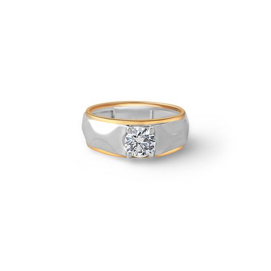 Duo Tone Solitaire Men's Engagement Ring