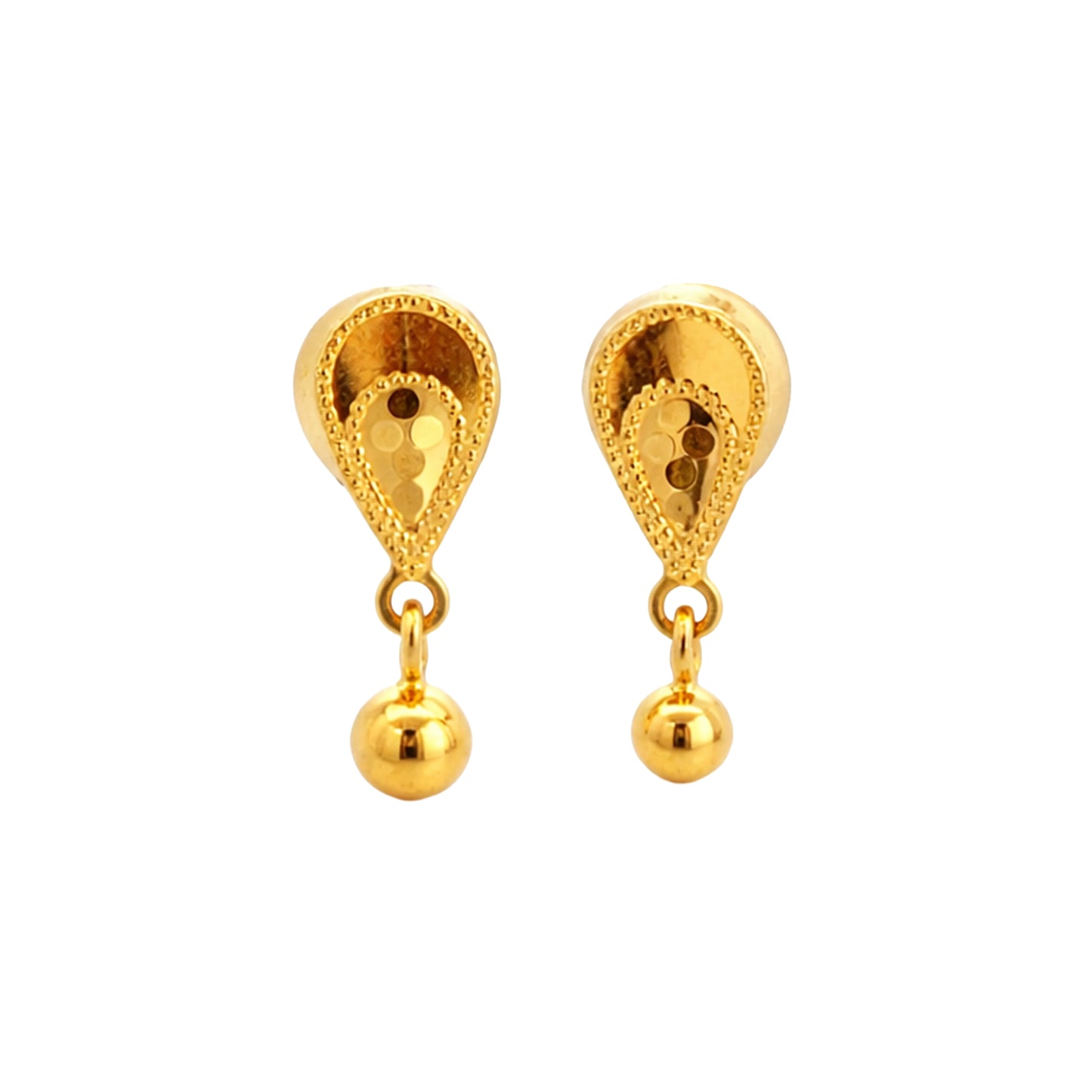 Velina Drop Ball Gold Earrings