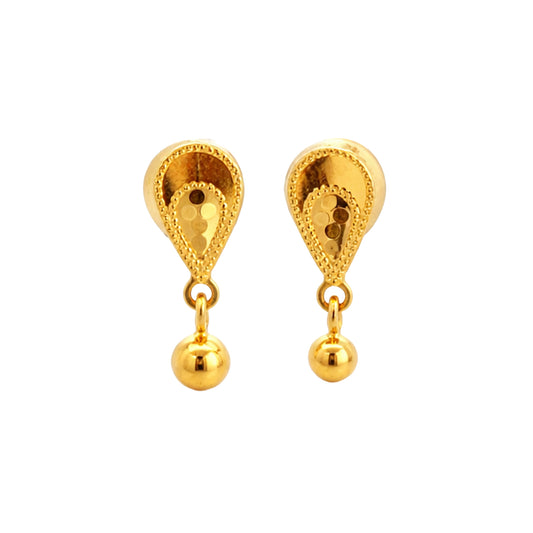 Velina Drop Ball Gold Earrings
