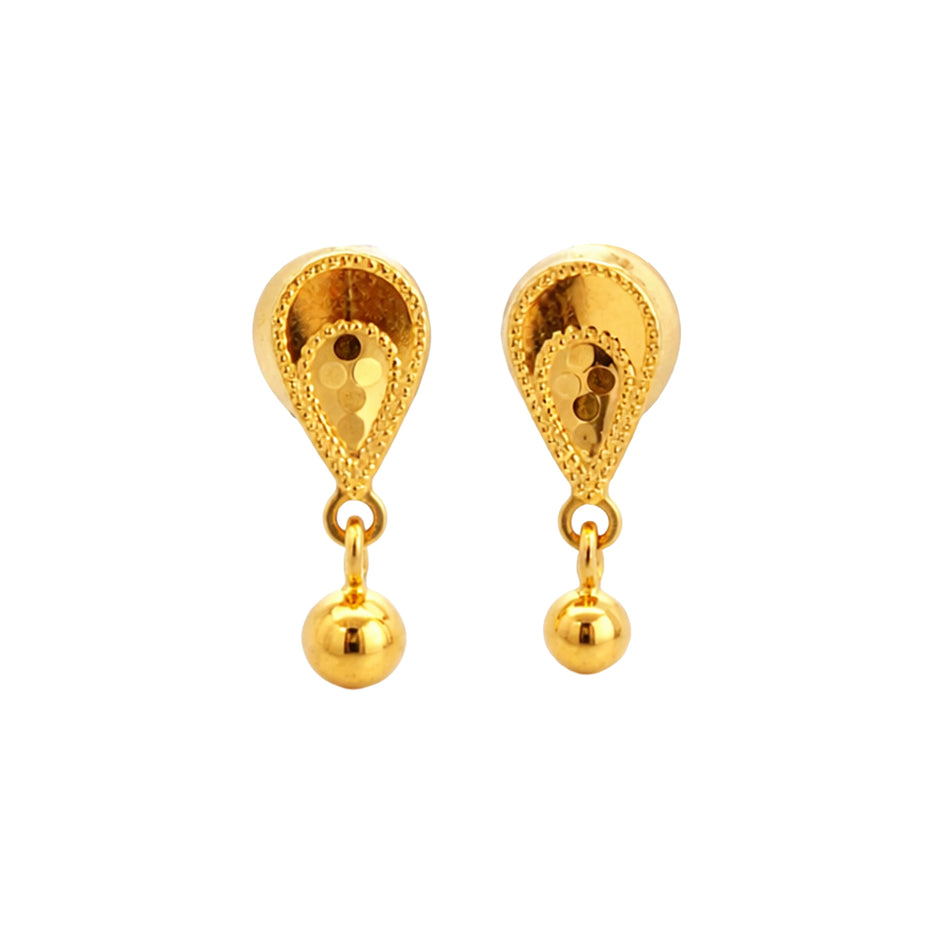 Velina Drop Ball Gold Earrings