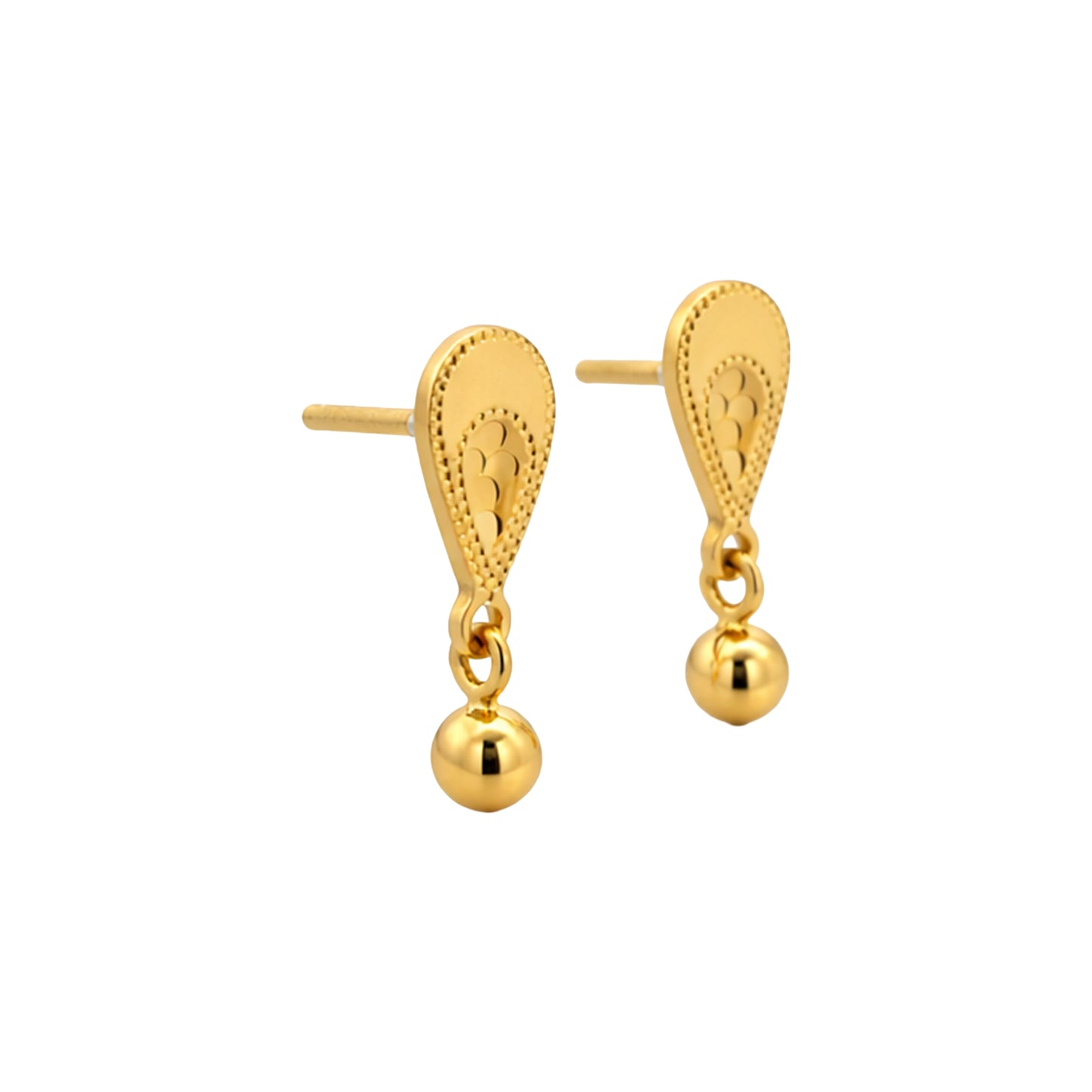 Velina Drop Ball Gold Earrings