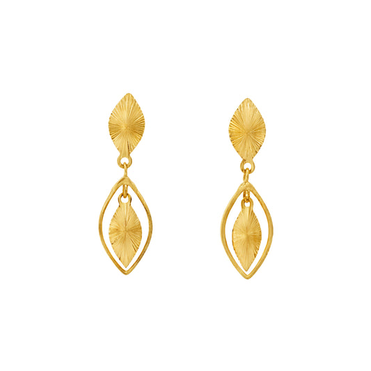 Orlina Sunleaf Drop Gold Earrings