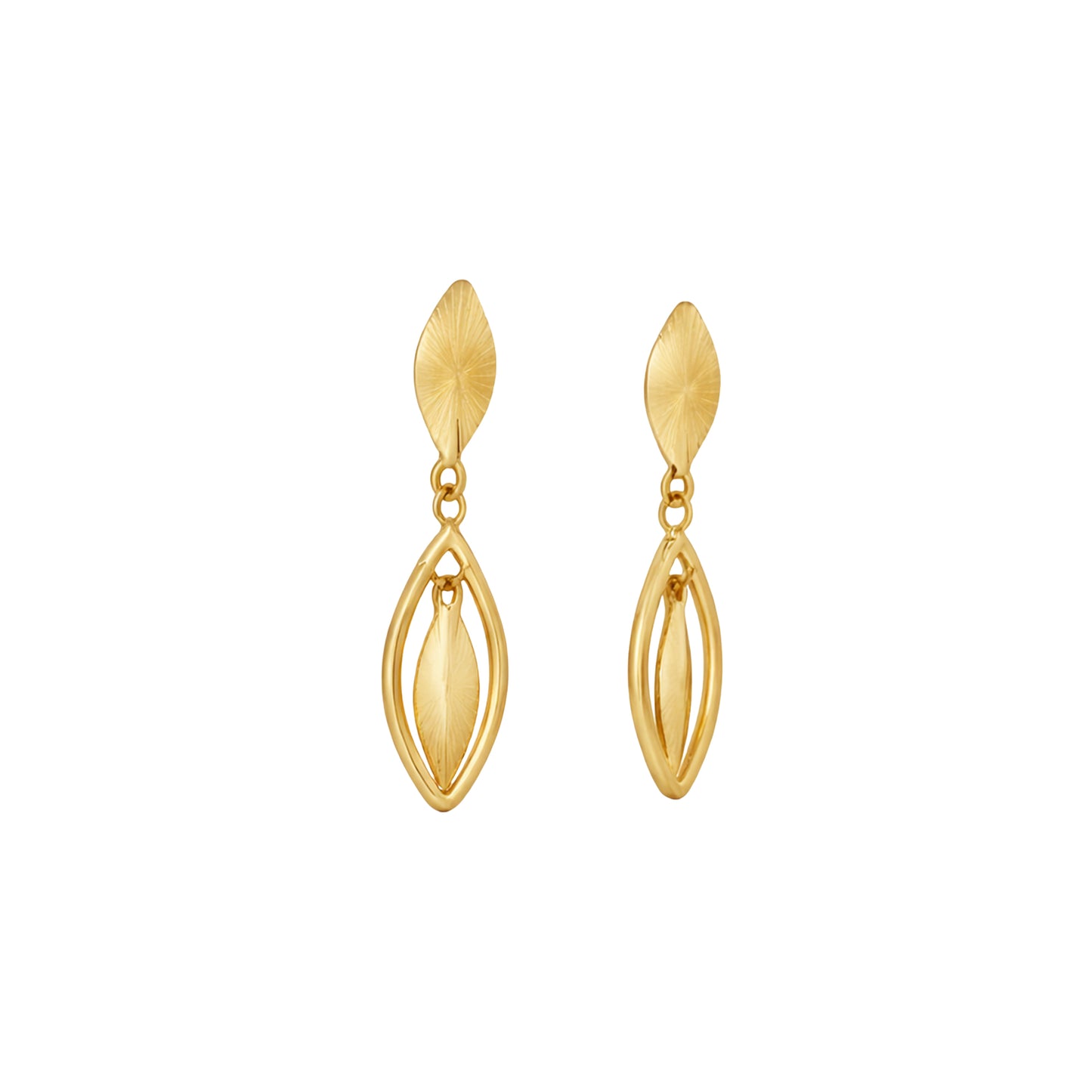 Orlina Sunleaf Drop Gold Earrings