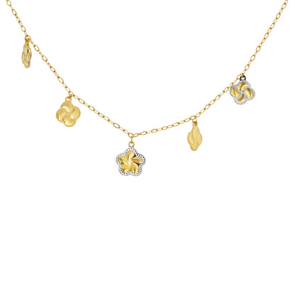 Floral Charm Multi-Motif Gold Chain Necklace