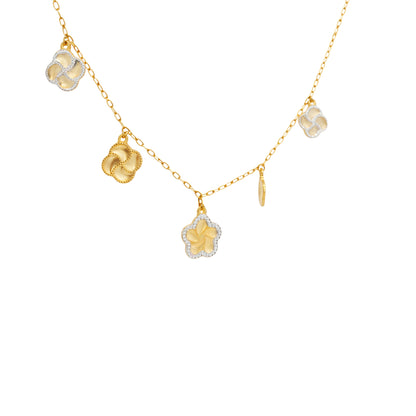 Floral Charm Multi-Motif Gold Chain Necklace