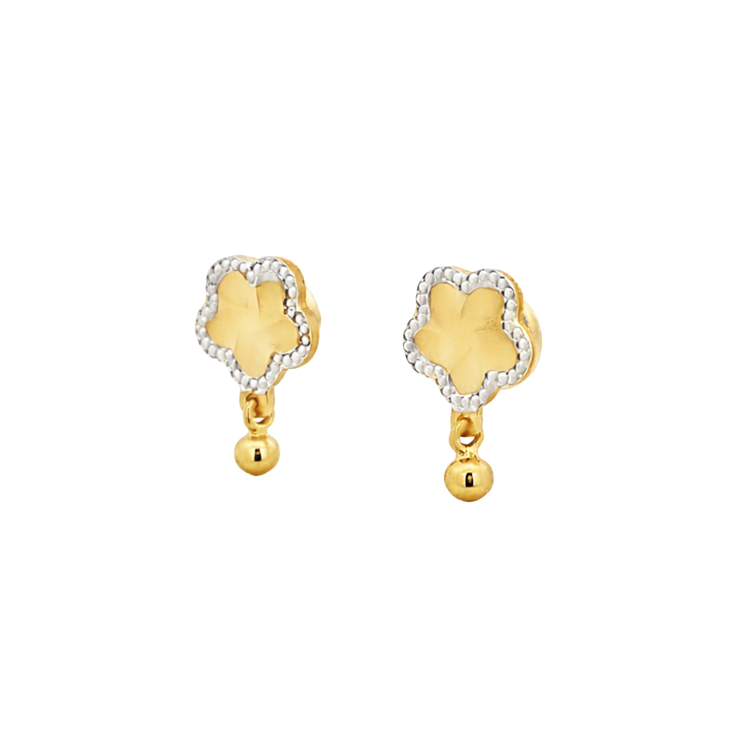 Floral Halo Drop Gold Stud Earrings