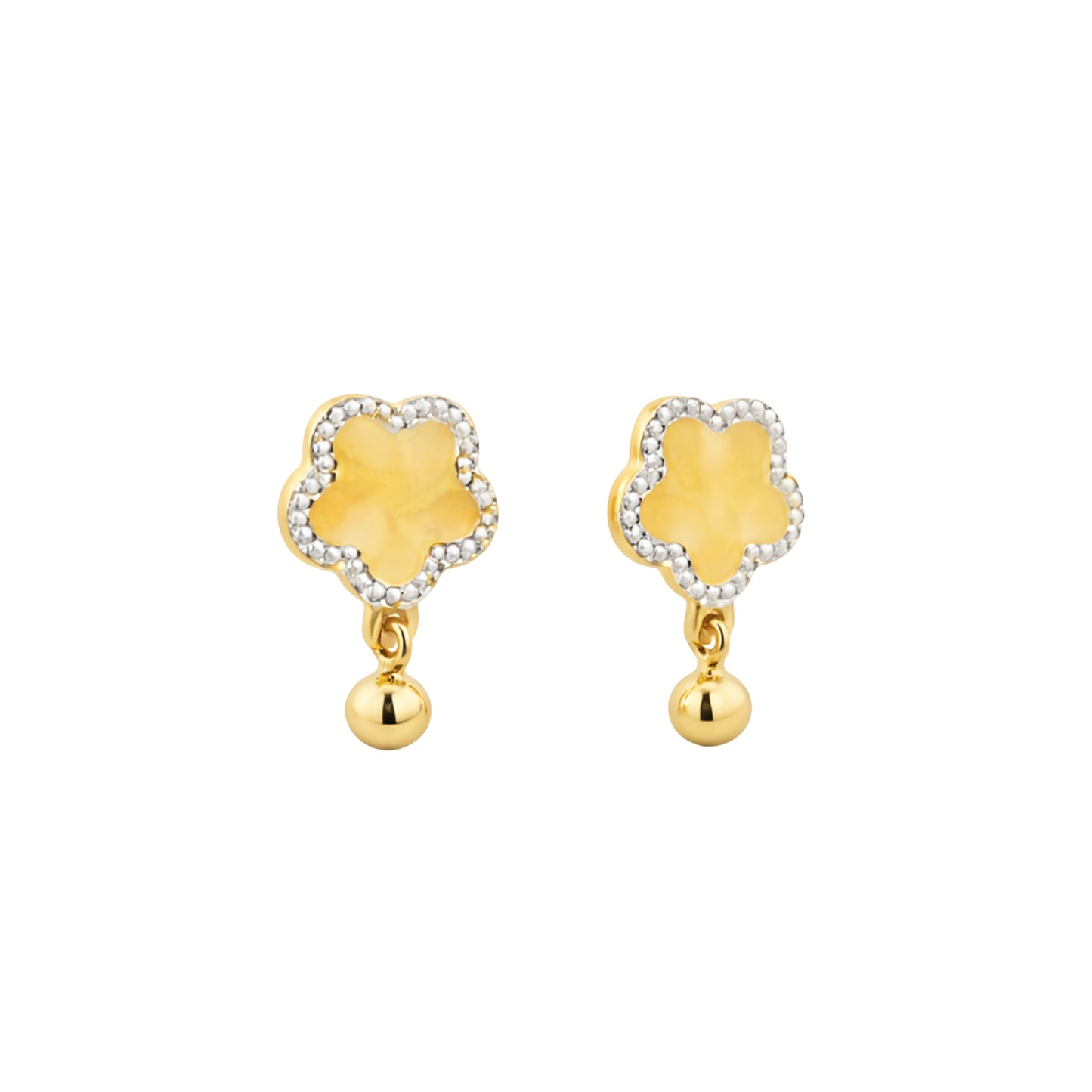 Floral Halo Drop Gold Stud Earrings