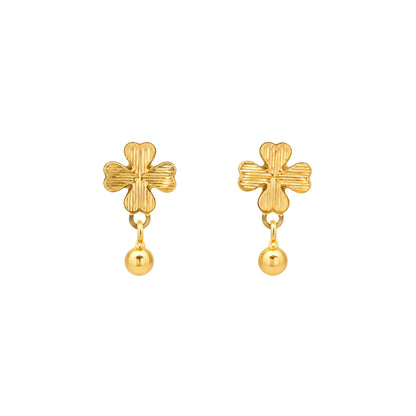 Petal Bloom Drop Gold Earrings