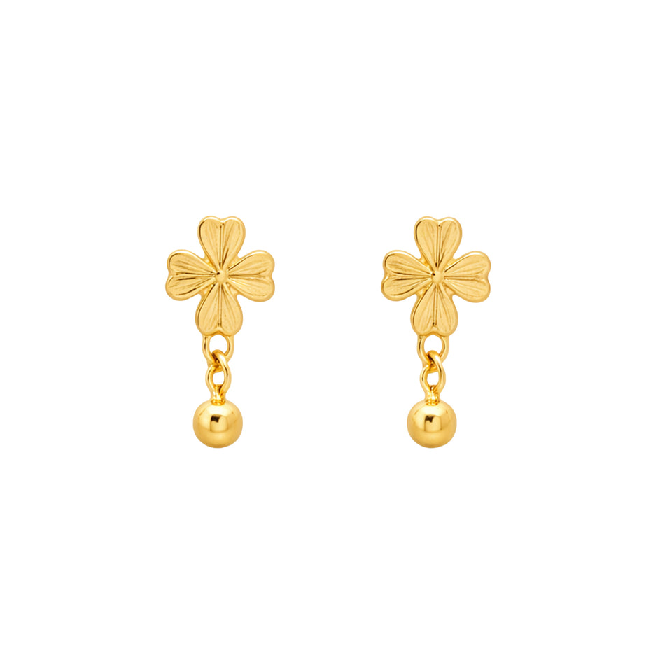 Petal Bloom Drop Gold Earrings