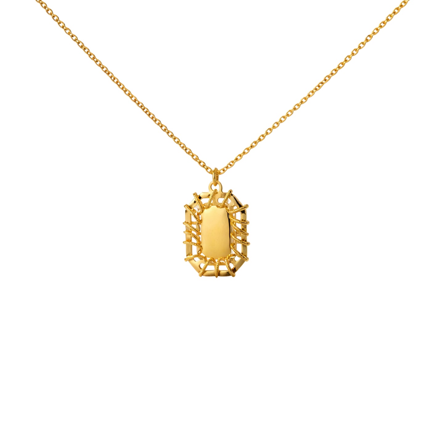 Textured Rectangular Gold Pendant