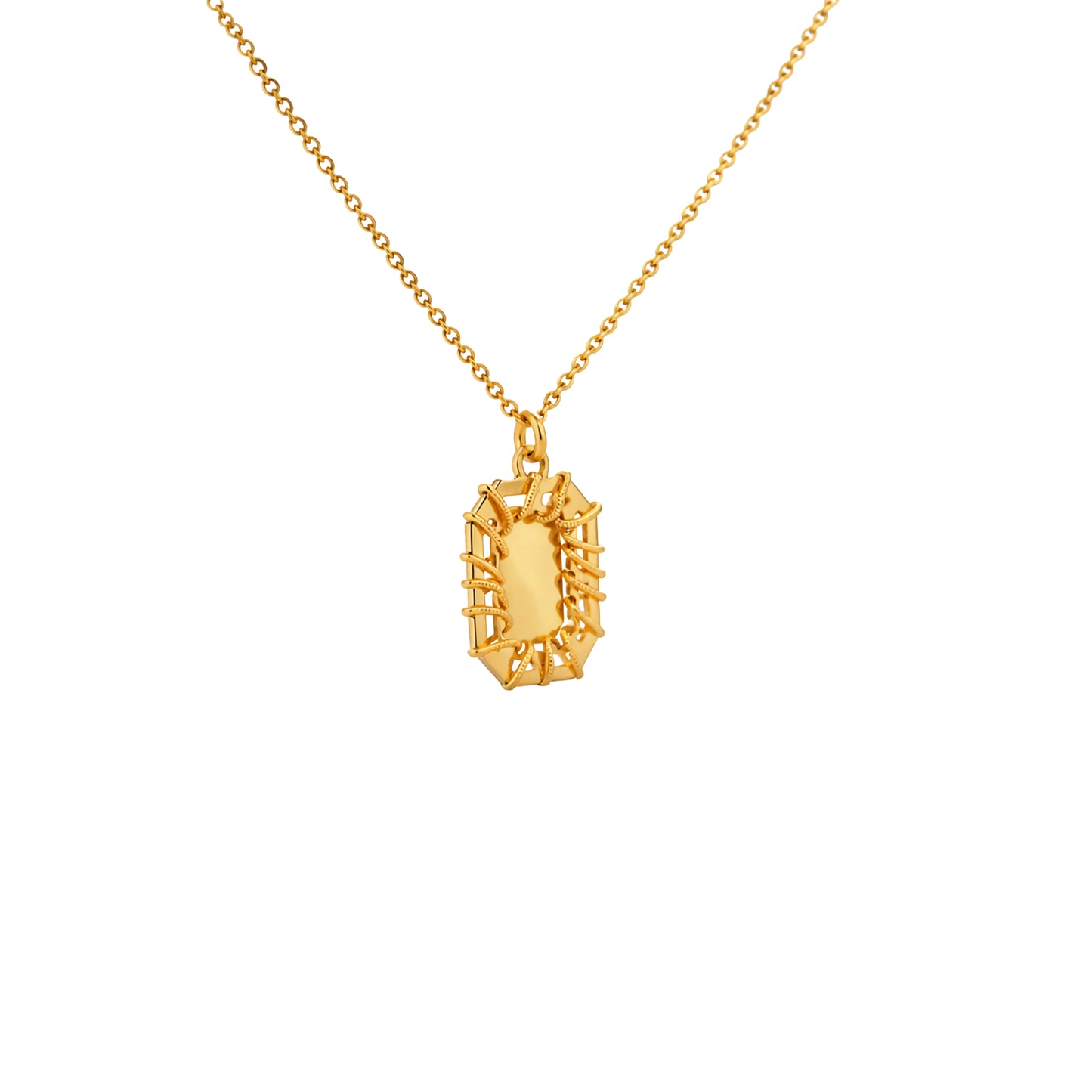 Textured Rectangular Gold Pendant