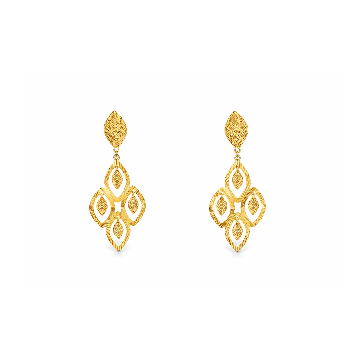 Textured Filigree Floral Drop Earrings
