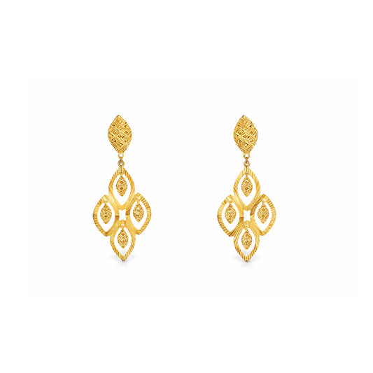 Textured Filigree Floral Drop Earrings