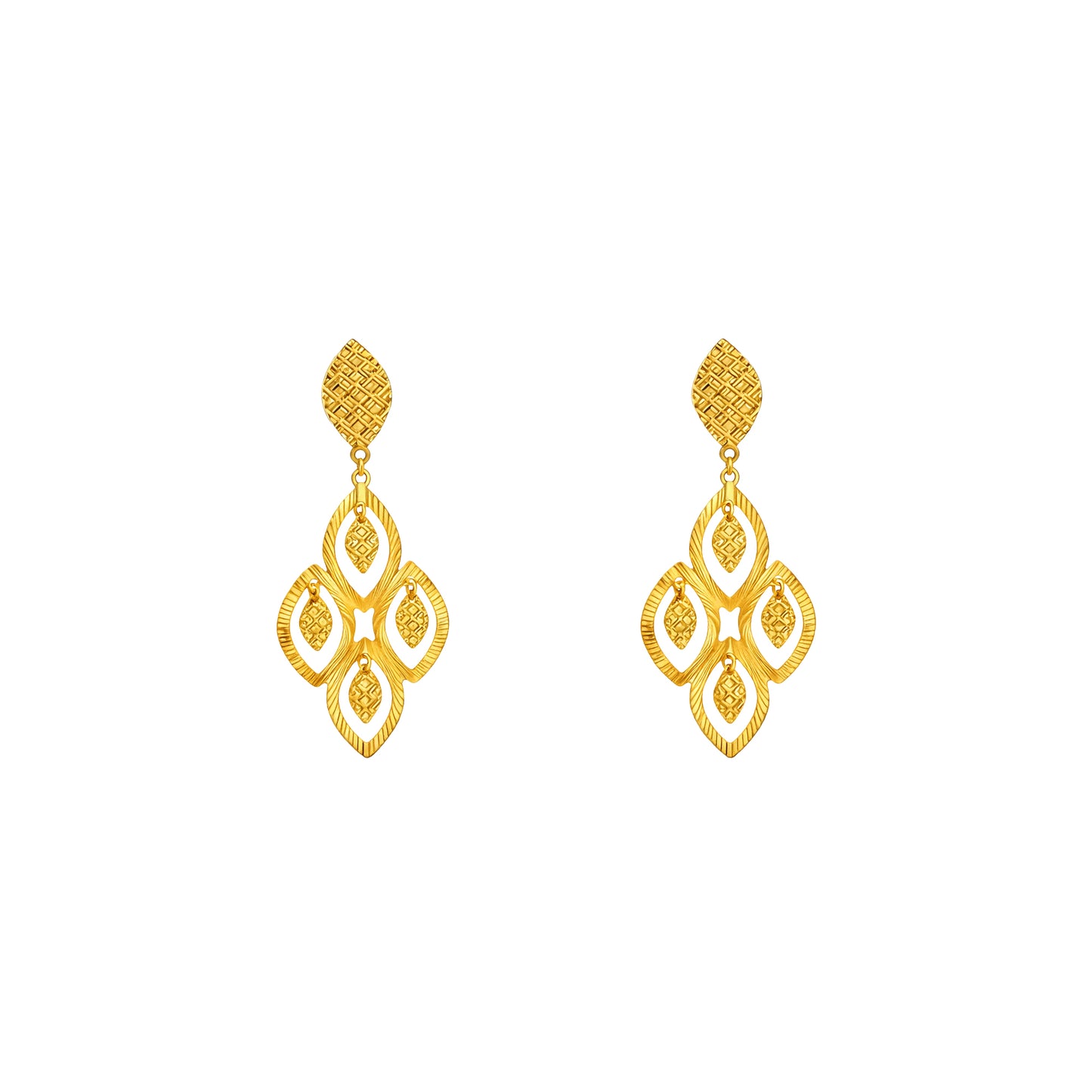 Textured Filigree Floral Drop Earrings