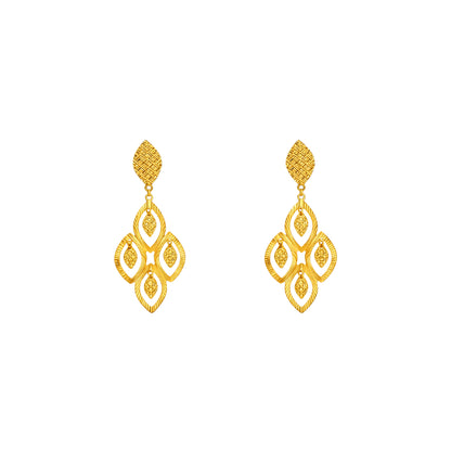 Textured Filigree Floral Drop Earrings